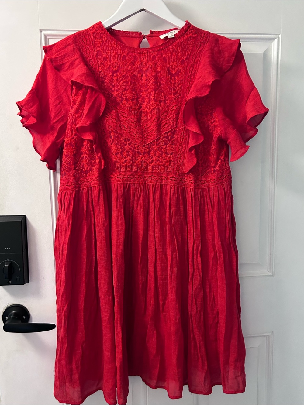 Umgee Red Ruffle Lace Mini Dress